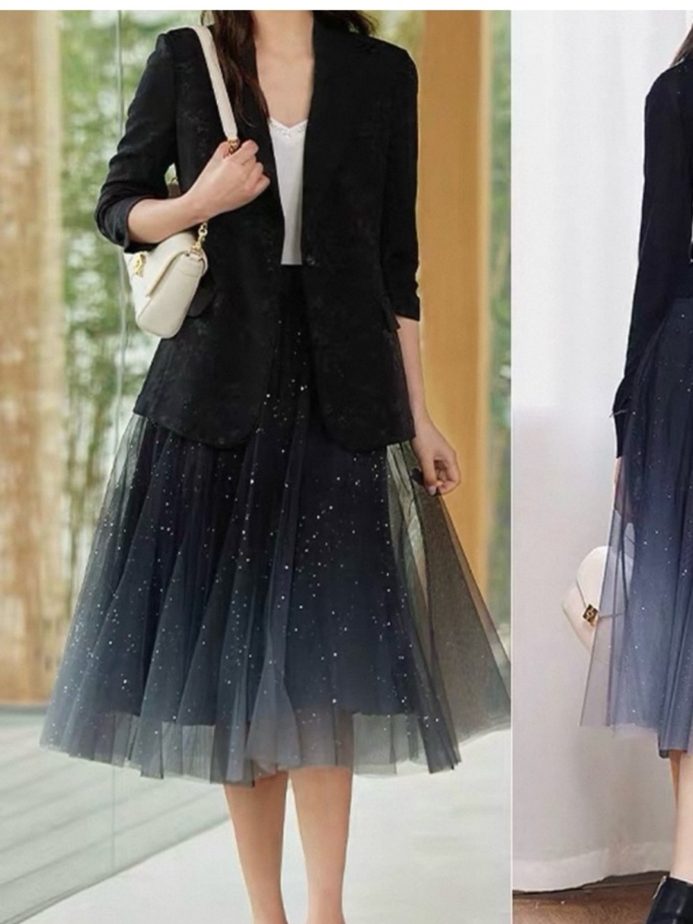EP Yaying dark navy ombre midi skirt tulle Sz 6 NEW $290